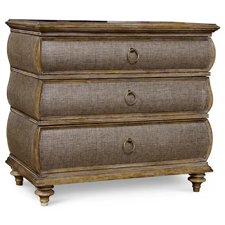 Accent Drawer Chest with Woven Metallic/Wrap and Marble Top